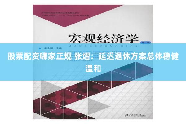 股票配资哪家正规 张熠：延迟退休方案总体稳健温和